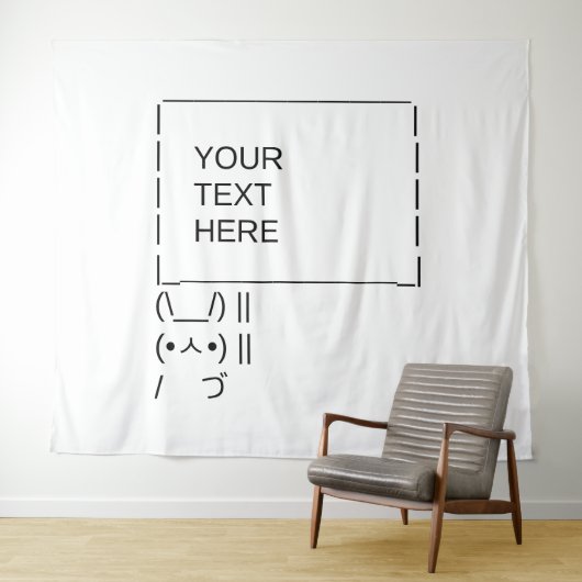 Hasen Protestschild / Anpassbare ASCII-Textkunst Wandteppich (Beispiel (Horizontal))