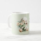 Hasen-Ranunculus-Blumen Frohen Muttertag Kaffeetasse (Vorderseite Links)