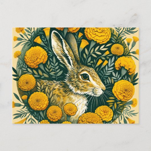 Hasen Ringelblume Postkarte (Vorderseite)