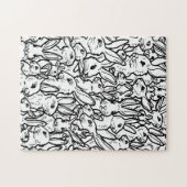 Hasen-Schwarz-Weiß-Zeichnungen Niedlich Spaß Harte Puzzle (Horizontal)