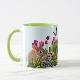 Hasen-Tulpen-Blumen-Oster-Kaffeetasse Tasse
