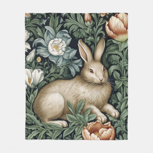 Hasen und Blume im Jugendstil Fleecedecke (Vorderseite)