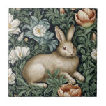 Hasen und Blume im Jugendstil Fliese<br><div class="desc">Hasen und Blume im Gartenstil,  William Morris inspirierte Kunst.</div>