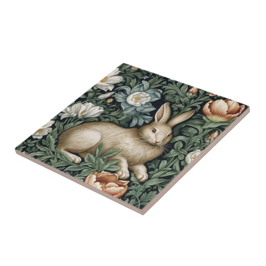 Hasen und Blume im Jugendstil Fliese (Seite)