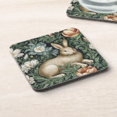 Hasen und Blume im Jugendstil Getränkeuntersetzer (Linke Seite)
