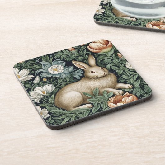 Hasen und Blume im Jugendstil Getränkeuntersetzer (Linke Seite)