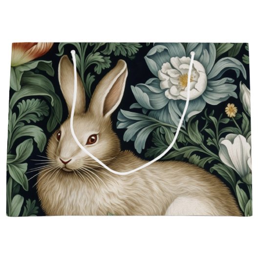 Hasen und Blume im Jugendstil Große Geschenktüte (Vorderseite)