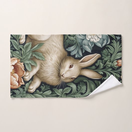 Hasen und Blume im Jugendstil Handtuch (Handtuch)