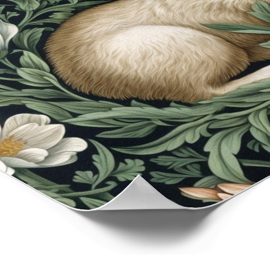 Hasen und Blume im Jugendstil Poster (Ecke)