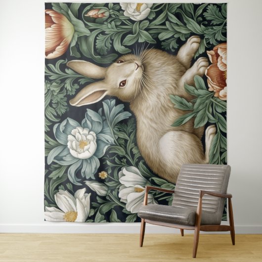 Hasen und Blume im Jugendstil Wandteppich (Beispiel)