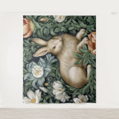 Hasen und Blume im Jugendstil Wandteppich (Vorderseite)