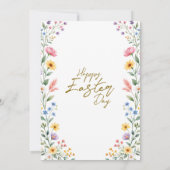 Hasen- und Eier-Wasserfarben-Osterbrunch mit Blume Einladung (Rückseite)