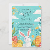 Hasen- und Eiertöpfe Osterblau Brunch und Eierjagd Einladung (Vorderseite)