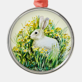 Hasen und gelbe Blumen Ornament Aus Metall