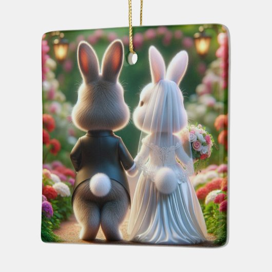 Hasen und Hasen Keramikornament (Links)