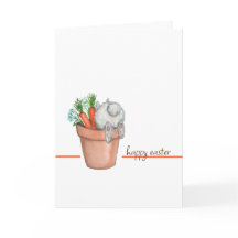 Hasen und Karotten in einer Blume Pot Holiday Card