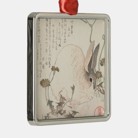 Hasen und Löwenzahn, Kubo Shunman, japanische Silbernes Ornament (Rechts)