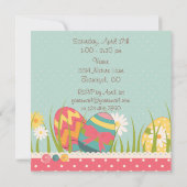 Hasen- und Ostereier Geburtstagseinladung ~ Mädche Einladung (Rückseite)