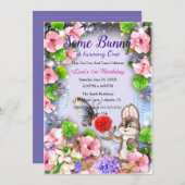 Hasen und Schmetterling 1. Geburtstag Einladung (Vorne/Hinten)
