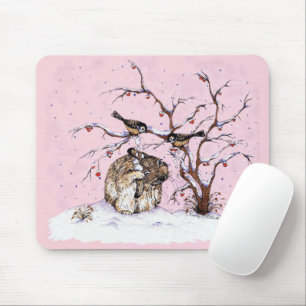 Hasen- und Schneevögel Mousepad