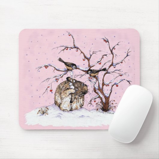 Hasen- und Schneevögel Mousepad (Mit Mouse)