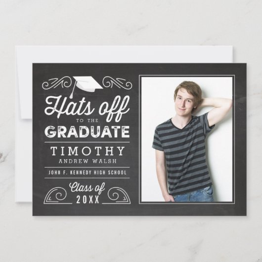 Hasen von Chalkboard Abschluss Einladung (Vorderseite)