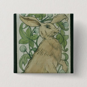 Hasen (w/c auf Papier) Button