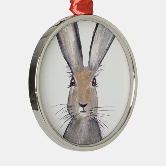 Hasen-Wasserfarbe Silbernes Ornament (Rechts)
