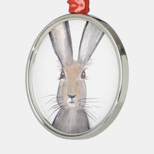 Hasen-Wasserfarbe Silbernes Ornament (Links)