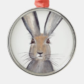 Hasen-Wasserfarbe Silbernes Ornament (Vorne)