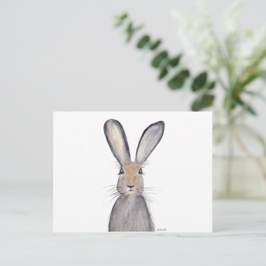 Hasen Wasserfarbenwald niedlich Postkarte (Stehend Vorderseite)