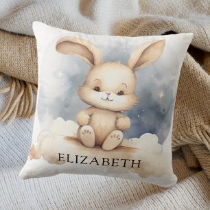 Hasenbaby Blaue Himmel Beige Boho Kinderzimmer Kissen