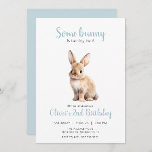 Hasenblaue Kindergeburtstag Party Einladung