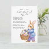 Haseneier im Korb Brunch und Eizelljagd Einladung (Stehend Vorderseite)