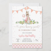 Haseneinladung zum ersten Geburtstag Einladung (Vorderseite)