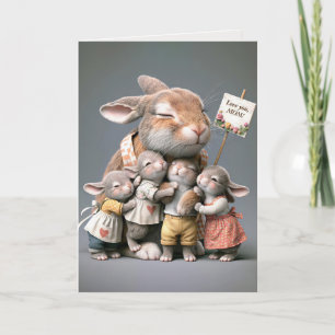 Hasenfamilie zum Geburtstag der Mutter Karte