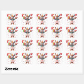 Hasenfeier mit Geschenk und Luftballons 🐰 Quadratischer Aufkleber (Blatt)