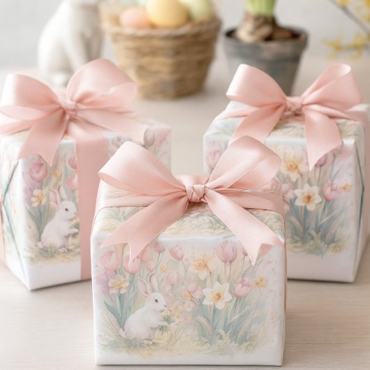 Hasenflorals für Frühling-Ostern  Geschenkpapier Set