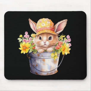 Hasengrafik für Mädchen Florale Frühlingszeit Mousepad