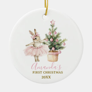 Hasenkaninchen erstes Weihnachtsandenken Baby Mädc Keramik Ornament