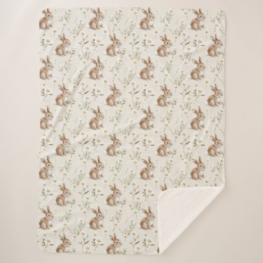 Hasenkaninchen Gänseblümchen Blumen Sherpadecke (Vorderseite)