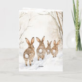 Hasenkaninchen im Schnee Weihnachten Karte (Rückseite)