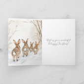 Hasenkaninchen im Schnee Weihnachten Karte (Innenseite)