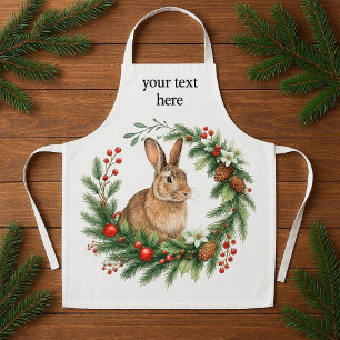 Hasenkaninchen und Weihnachtskranz Schürze