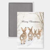 Hasenkaninchen Wälder Weihnachten Magnet (Vorderseite/Rückseite)