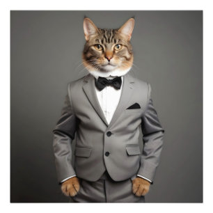 Hasenkatze im Anzug Fotodruck