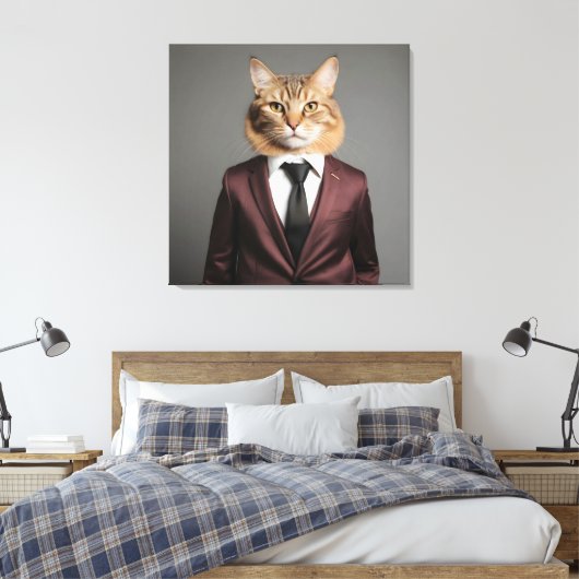 Hasenkatze im Anzug Leinwanddruck (Insitu (Schlafzimmer))