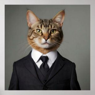 Hasenkatze im Anzug Poster