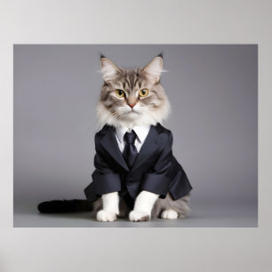 Hasenkatze im Anzug Poster