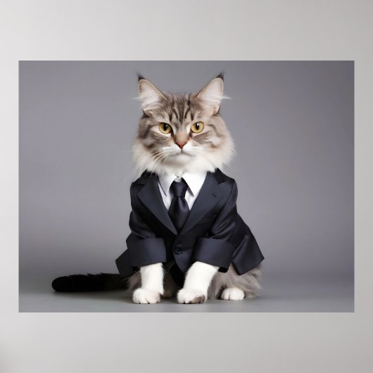 Hasenkatze im Anzug Poster (Vorne)